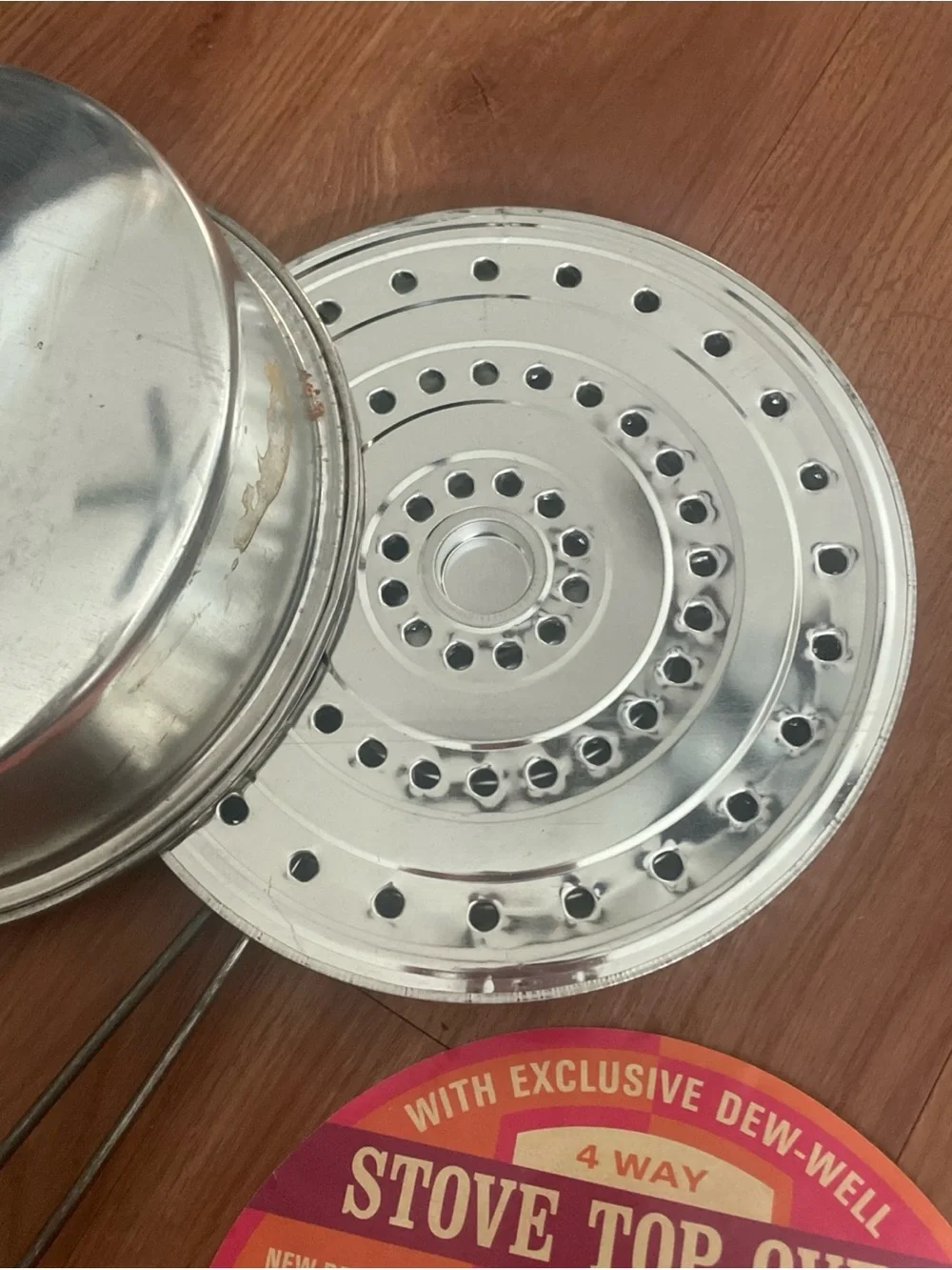 Vintage C&S Metal Stove Top Oven - Red/Orange